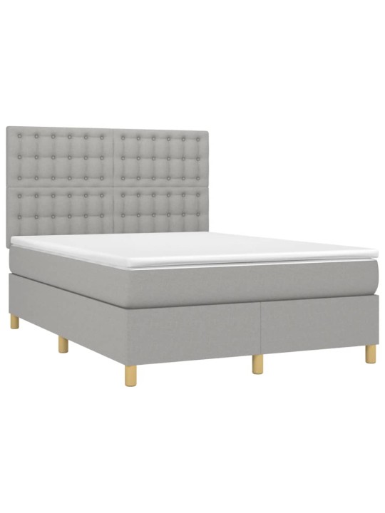 Box spring postel s matrací a LED světle šedá 140x190 cm textil