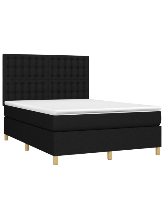 Box spring postel s matrací a LED černá 140x200 cm textil