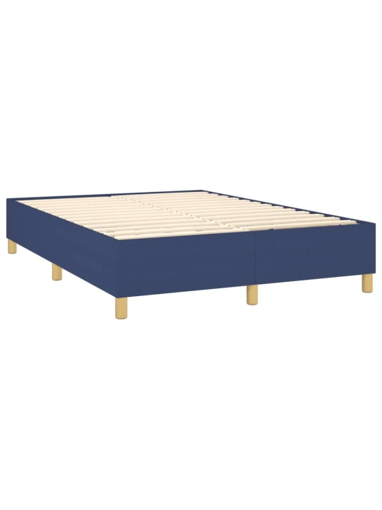Box spring postel s matrací a LED modrá 140x200 cm textil