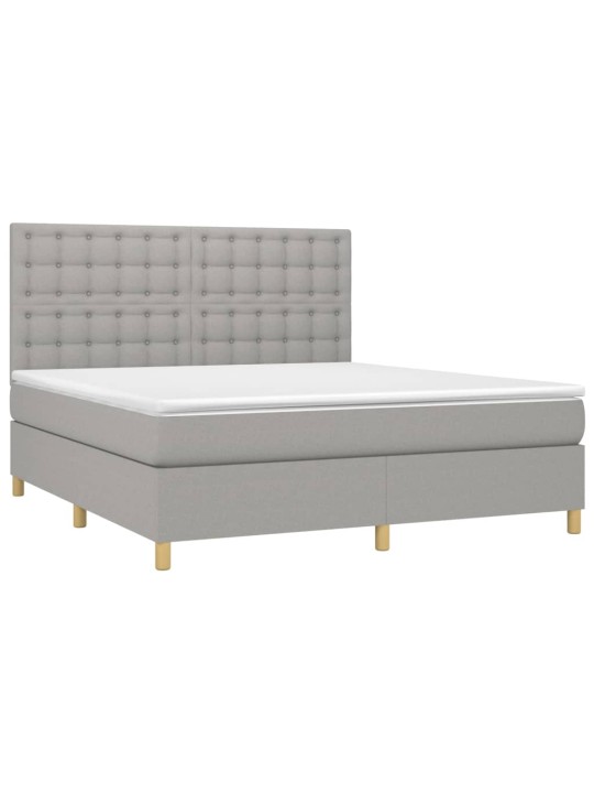 Box spring postel s matrací a LED světle šedá 160x200 cm textil