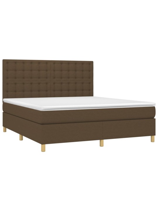Box spring postel s matrací a led tmavě hnědá 160x200 cm textil