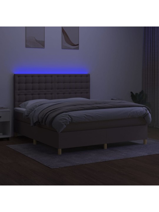 Box spring postel s matrací a led taupe 160x200 cm textil