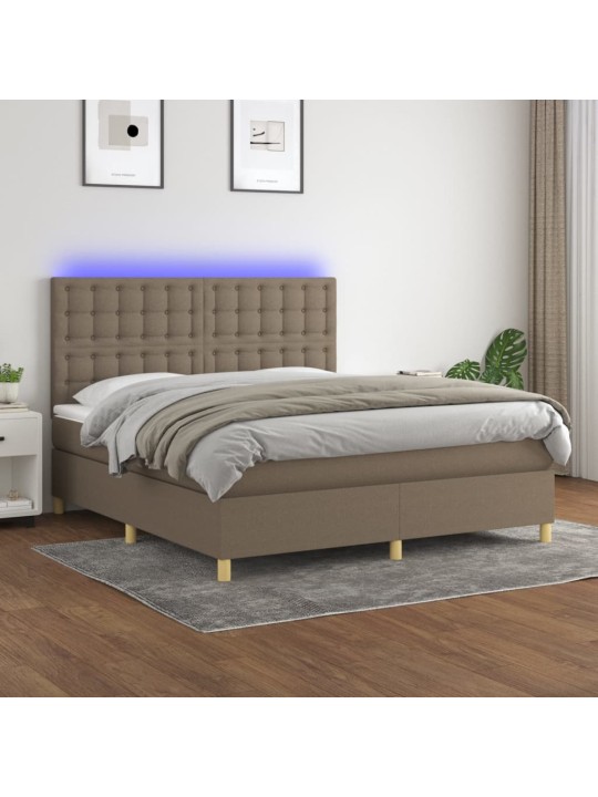 Box spring postel s matrací a led taupe 160x200 cm textil