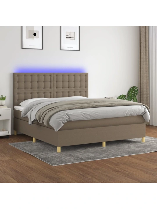 Box spring postel s matrací a led taupe 160x200 cm textil