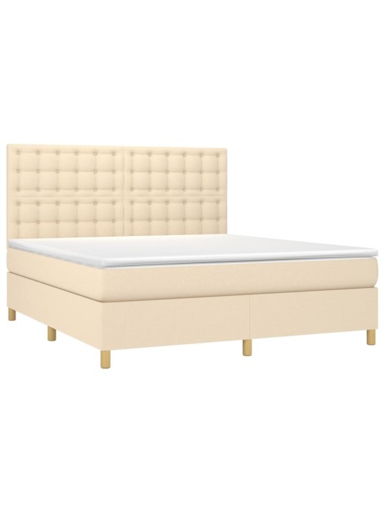 Box spring postel s matrací a led krémová 160x200 cm textil