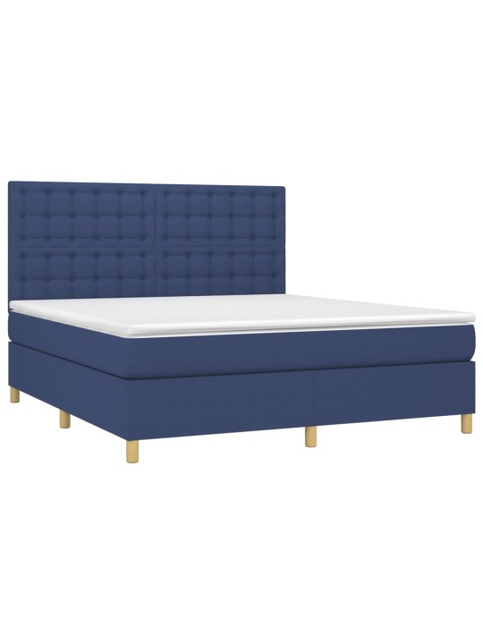 Box spring postel s matrací a led modrá 160x200 cm textil