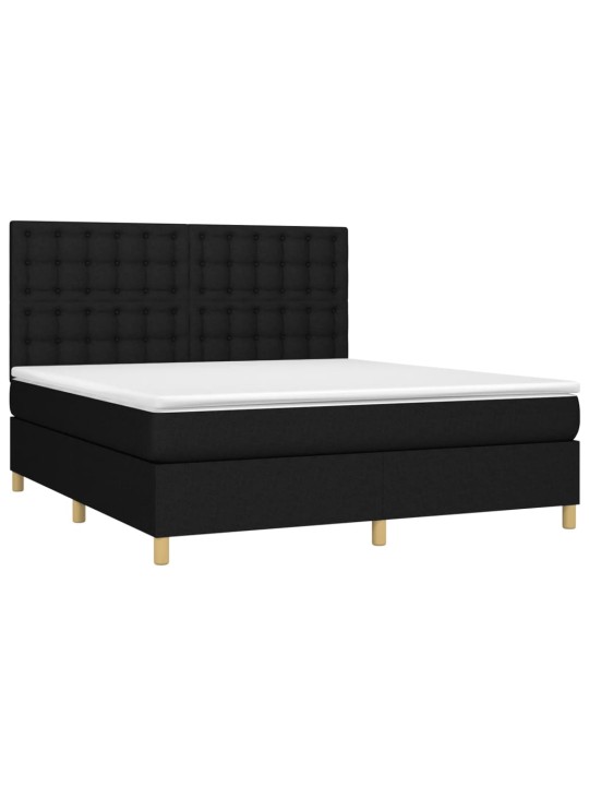 Box spring postel s matrací a led černá 180x200 cm textil