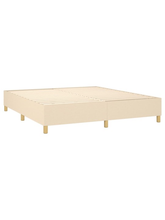 Box spring postel s matrací a led krémová 180x200 cm textil