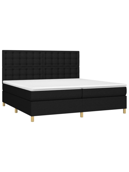 Box spring postel s matrací a LED černá 200x200 cm textil