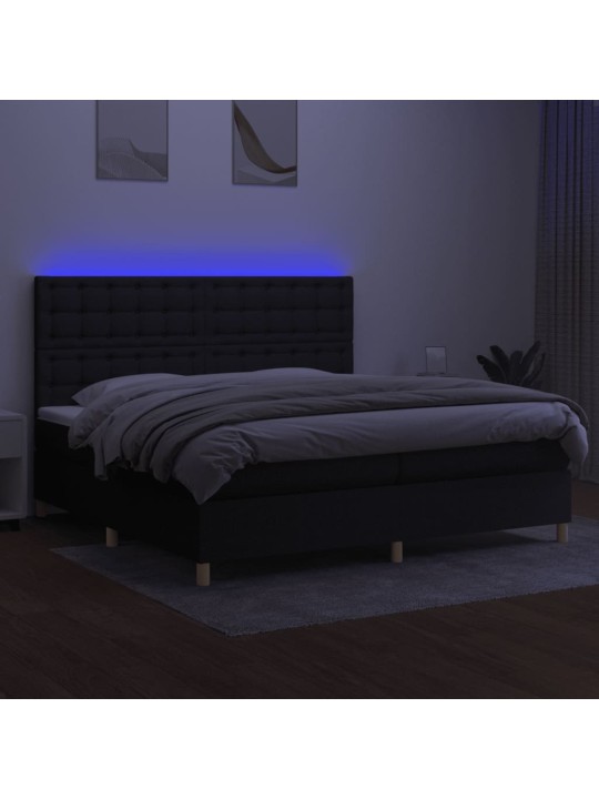 Box spring postel s matrací a LED černá 200x200 cm textil