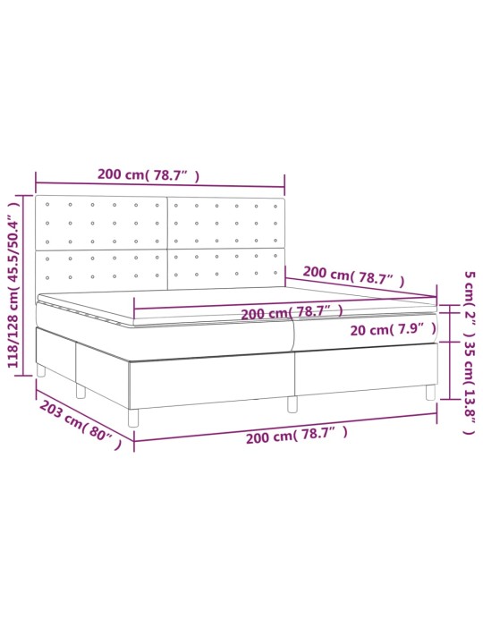 Box spring postel s matrací a LED černá 200x200 cm textil