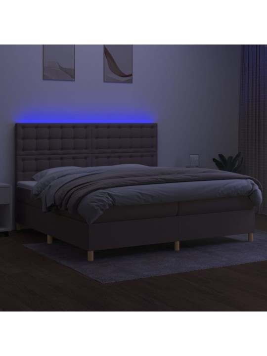 Box spring postel s matrací a led taupe 200x200 cm textil