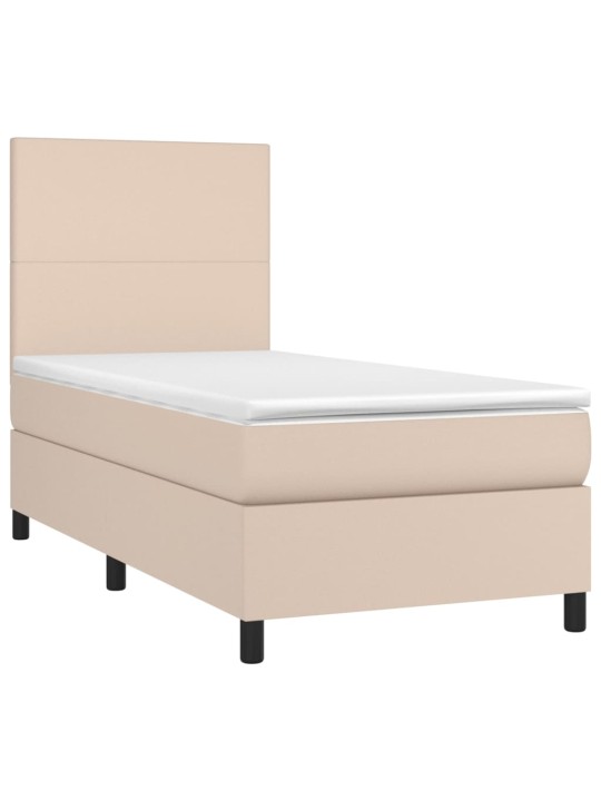 Box spring postel matrace a led cappuccino 80x200 cm umělá kůže