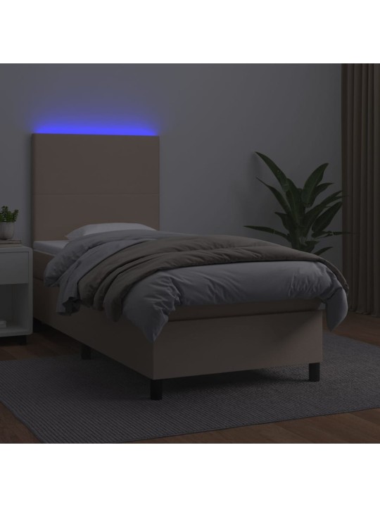 Box spring postel matrace a led cappuccino 80x200 cm umělá kůže