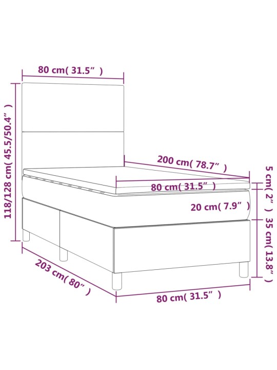 Box spring postel matrace a led cappuccino 80x200 cm umělá kůže