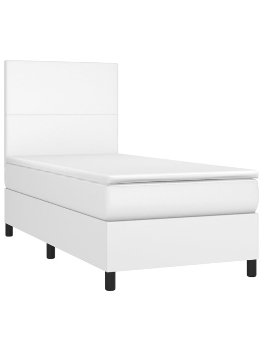 Box spring postel s matrací a LED bílá 90x190 cm umělá kůže