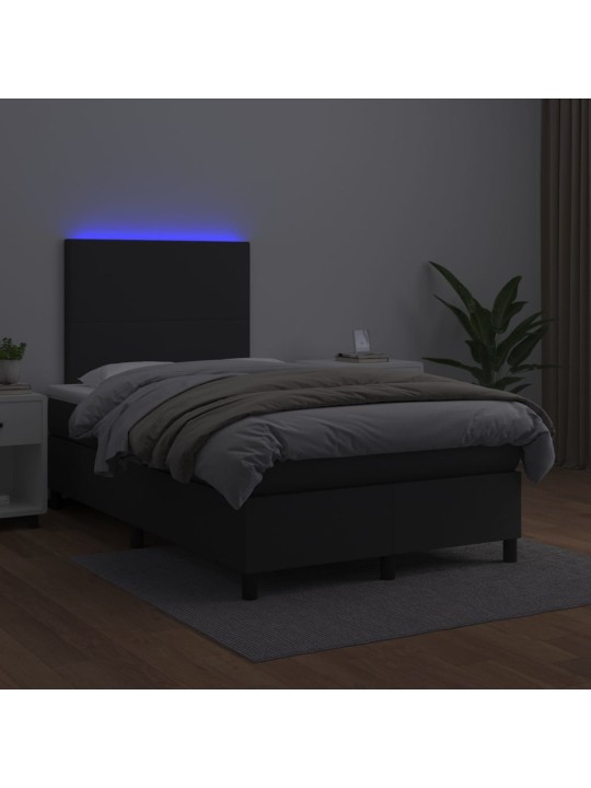 Box spring postel s matrací a LED černá 120x200 cm umělá kůže