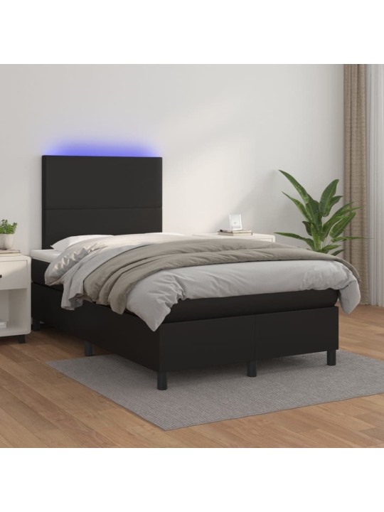 Box spring postel s matrací a LED černá 120x200 cm umělá kůže