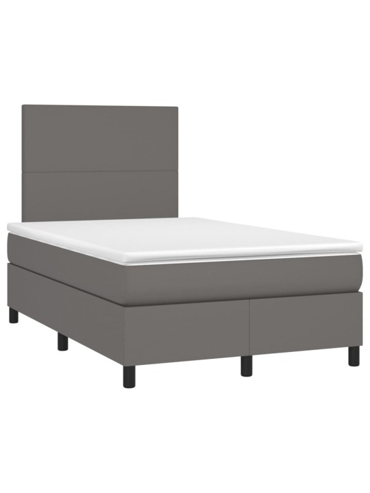 Box spring postel s matrací a led šedá 120x200 cm umělá kůže