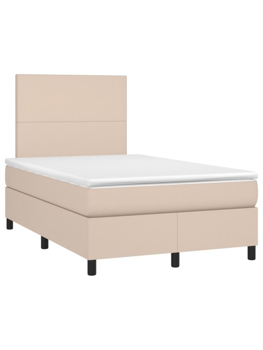 Box spring postel matrace a led cappuccino 120x200cm umělá kůže
