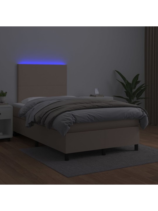 Box spring postel matrace a led cappuccino 120x200cm umělá kůže