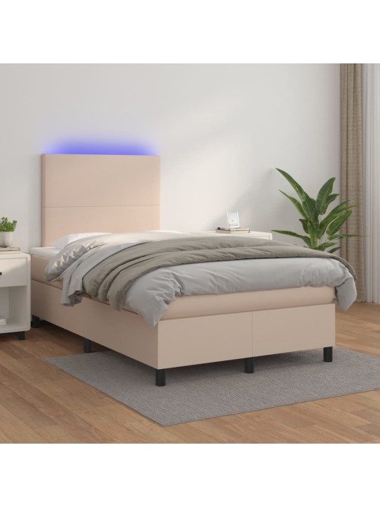 Box spring postel matrace a led cappuccino 120x200cm umělá kůže
