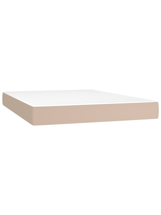 Box spring postel matrace a led cappuccino 140x190cm umělá kůže