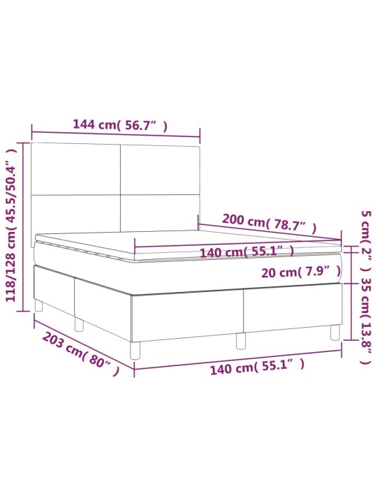 Box spring postel matrace a led cappuccino 140x200cm umělá kůže