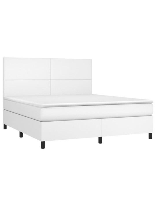 Box spring postel s matrací a LED bílá 160x200 cm umělá kůže
