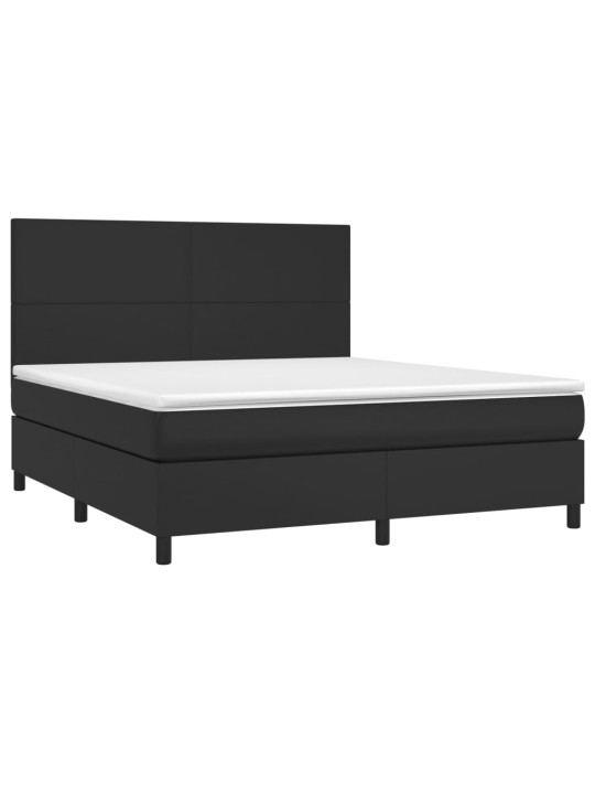 Box spring postel s matrací a LED černá 180x200 cm umělá kůže
