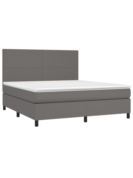 Box spring postel s matrací a LED šedá 180x200 cm umělá kůže