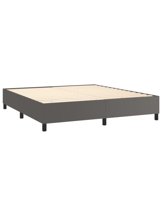 Box spring postel s matrací a LED šedá 180x200 cm umělá kůže