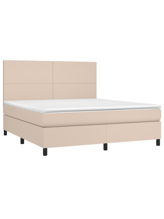 Box spring postel matrace a led cappuccino 180x200cm umělá kůže