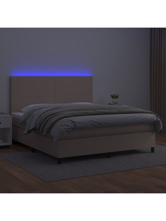 Box spring postel matrace a led cappuccino 180x200cm umělá kůže