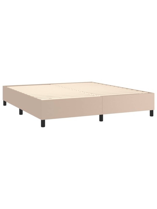 Box spring postel matrace a led cappuccino 180x200cm umělá kůže