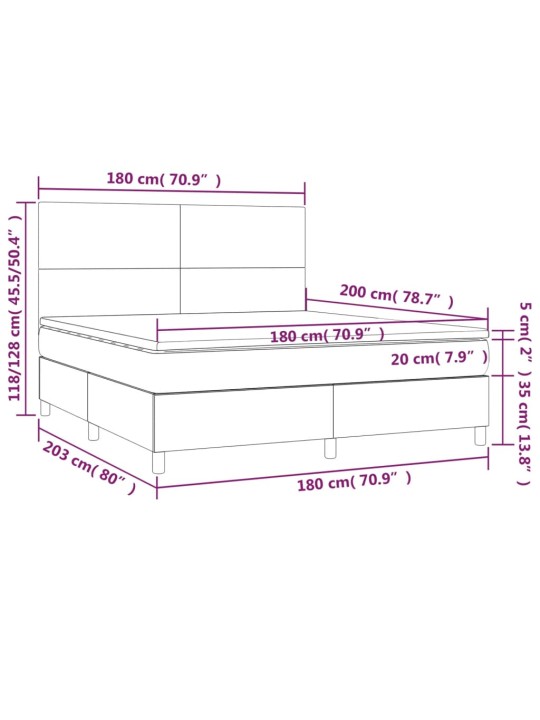Box spring postel matrace a led cappuccino 180x200cm umělá kůže