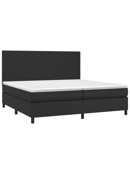 Box spring postel s matrací a LED černá 200x200 cm umělá kůže