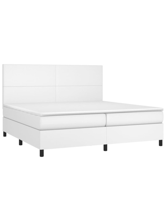 Box spring postel s matrací a LED bílá 200x200 cm umělá kůže