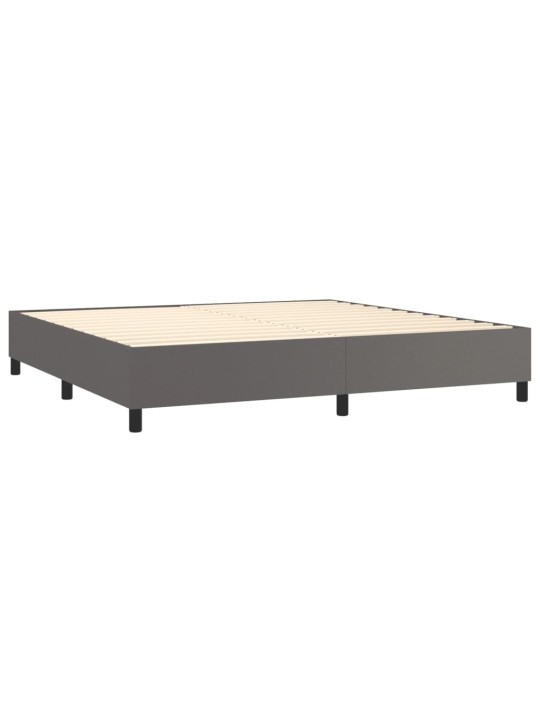 Box spring postel s matrací a LED šedá 200x200 cm umělá kůže