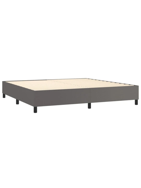Box spring postel s matrací a LED šedá 200x200 cm umělá kůže