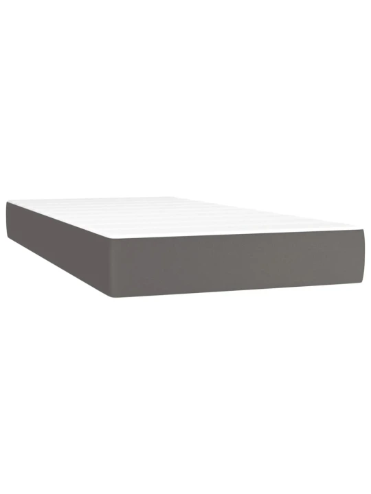 Box spring postel s matrací a LED šedá 200x200 cm umělá kůže