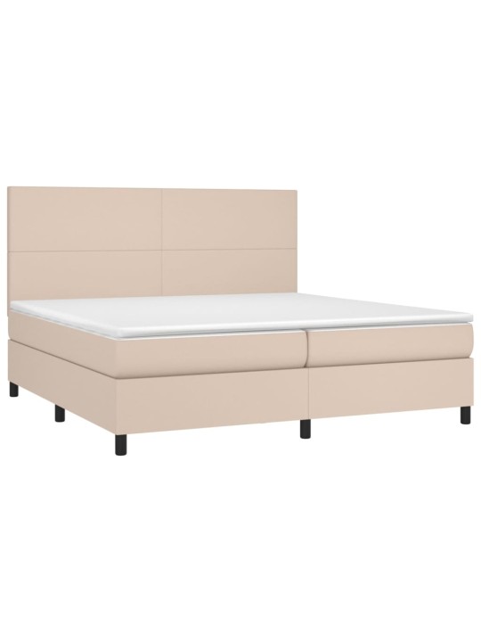 Box spring postel matrace a led cappuccino 200x200cm umělá kůže