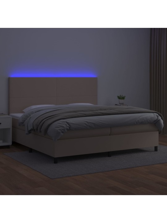 Box spring postel matrace a led cappuccino 200x200cm umělá kůže