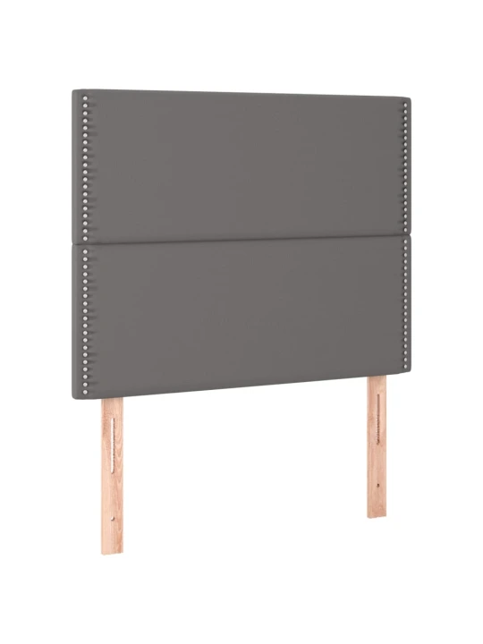 Box spring postel s matrací a LED šedá 90x190 cm umělá kůže