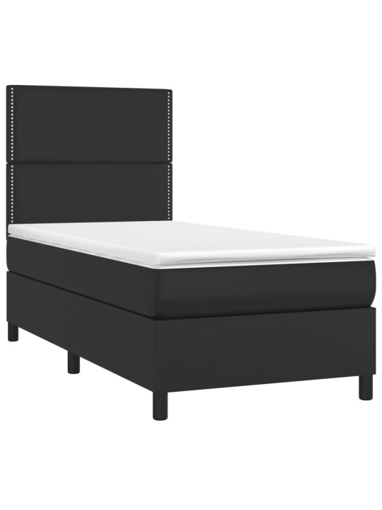 Box spring postel s matrací a LED černá 100x200 cm umělá kůže