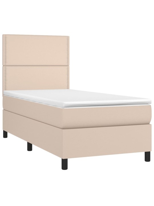 Box spring postel matrace a led cappuccino 100x200cm umělá kůže