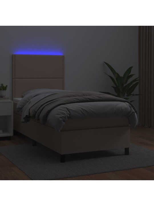 Box spring postel matrace a led cappuccino 100x200cm umělá kůže