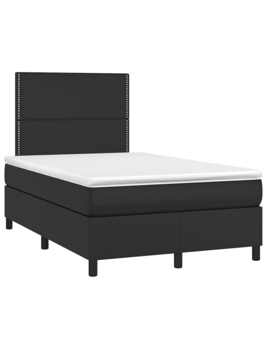 Box spring postel s matrací a LED černá 120x200 cm umělá kůže