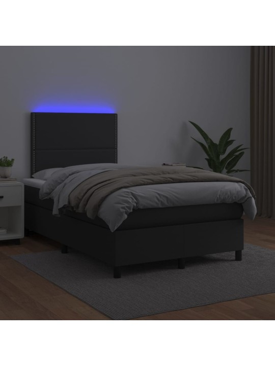 Box spring postel s matrací a LED černá 120x200 cm umělá kůže