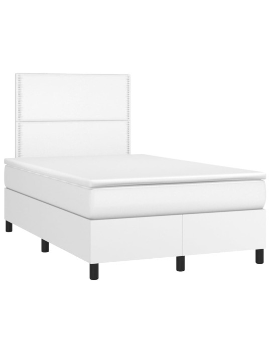 Box spring postel s matrací a LED bílá 120x200 cm umělá kůže